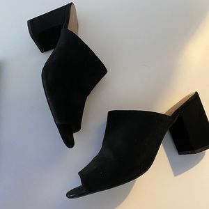 Black suede mules